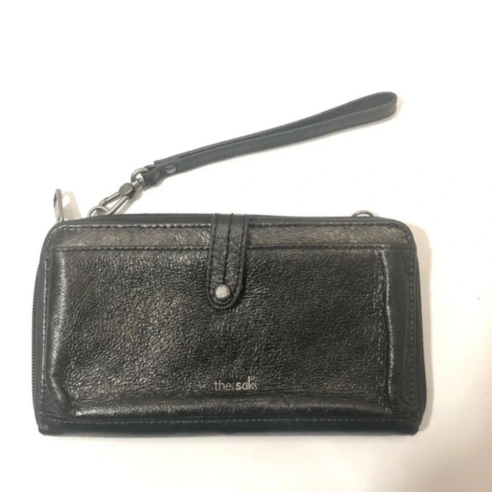 The sak black leather wristlet wallet clutch bag
